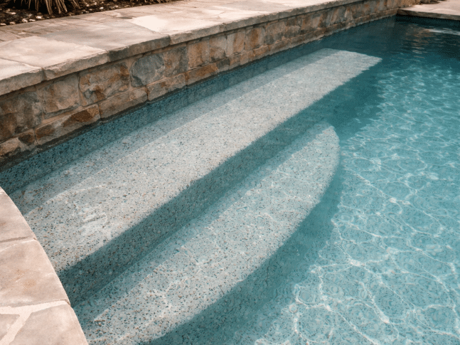 In-pool bench and step entry feature