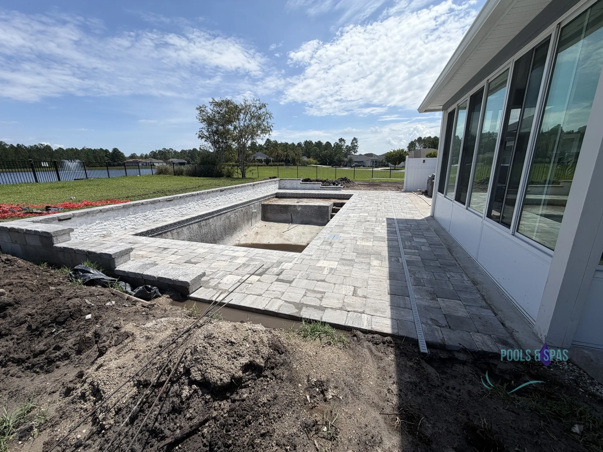 New pool shell with coping and paver deck going in, Jacksonville